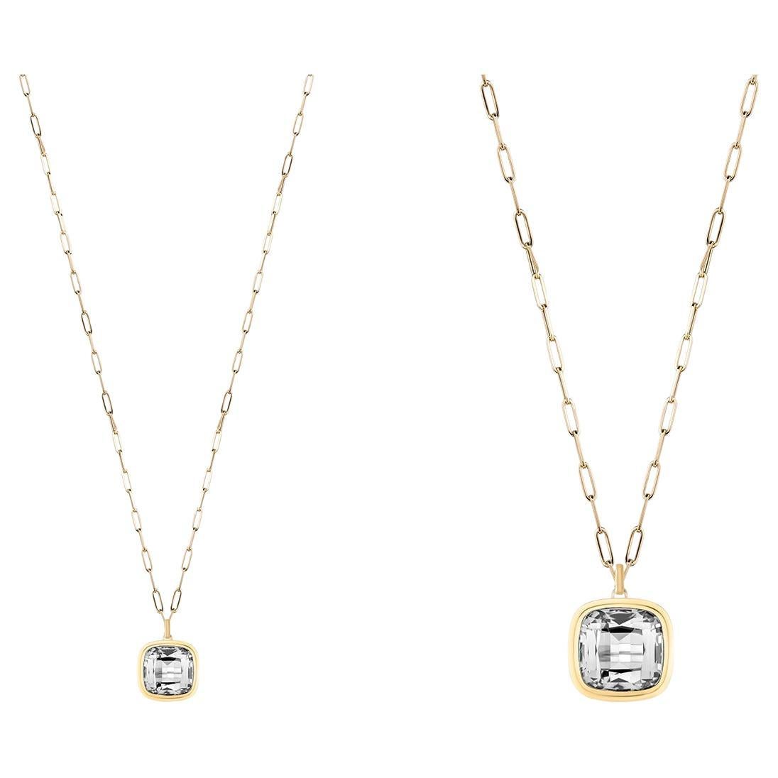Colgante Cojín de Cristal de Roca en Oro Amarillo de 18 K