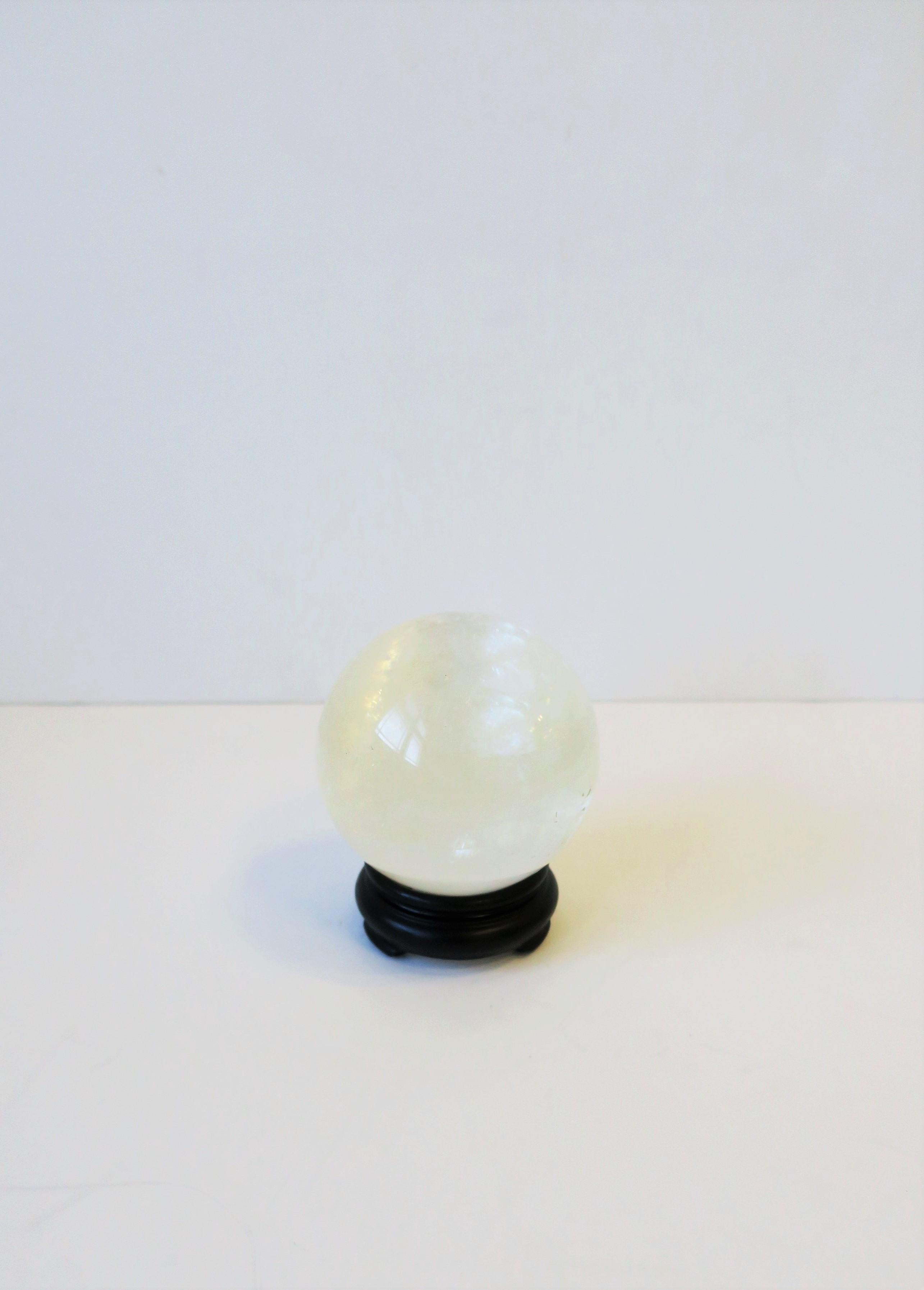 Modern Rock Crystal Decorative Sphere with Black Base
