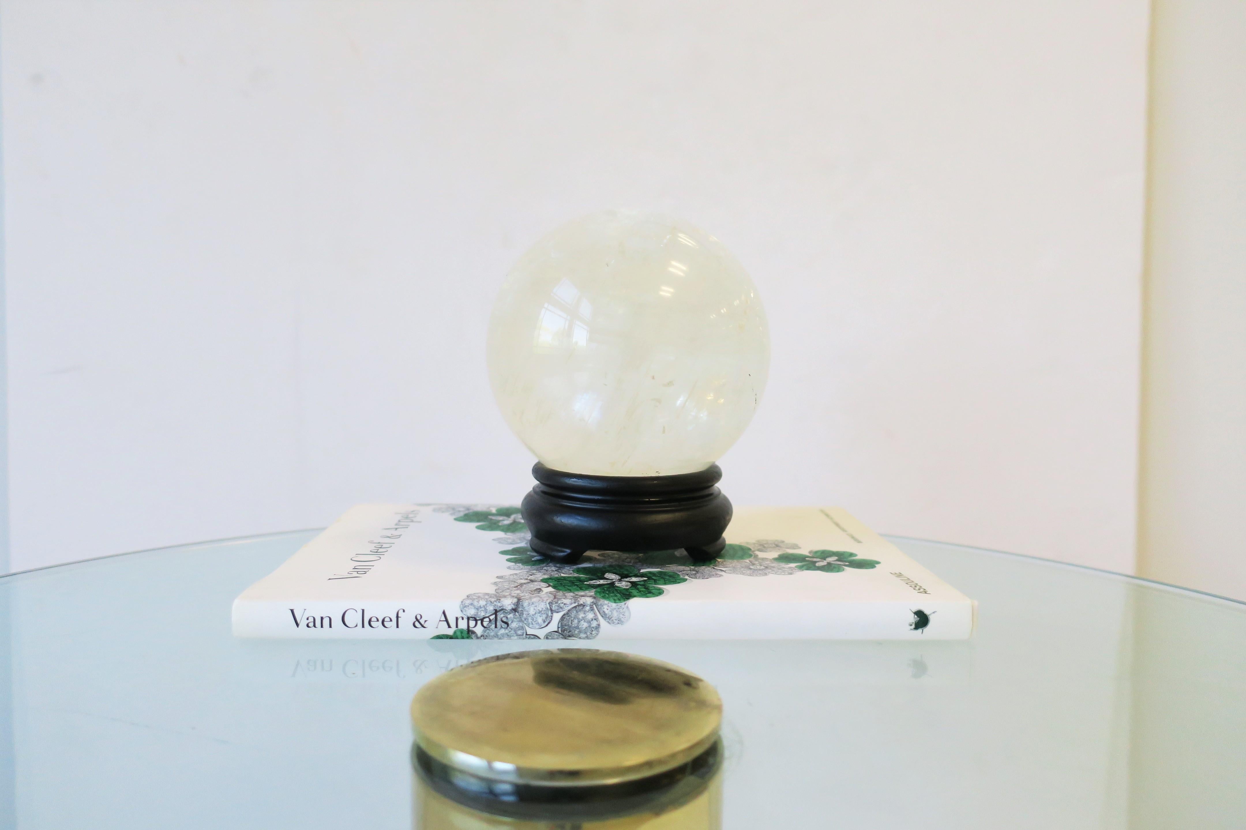 Rock Crystal Decorative Sphere with Black Base 2