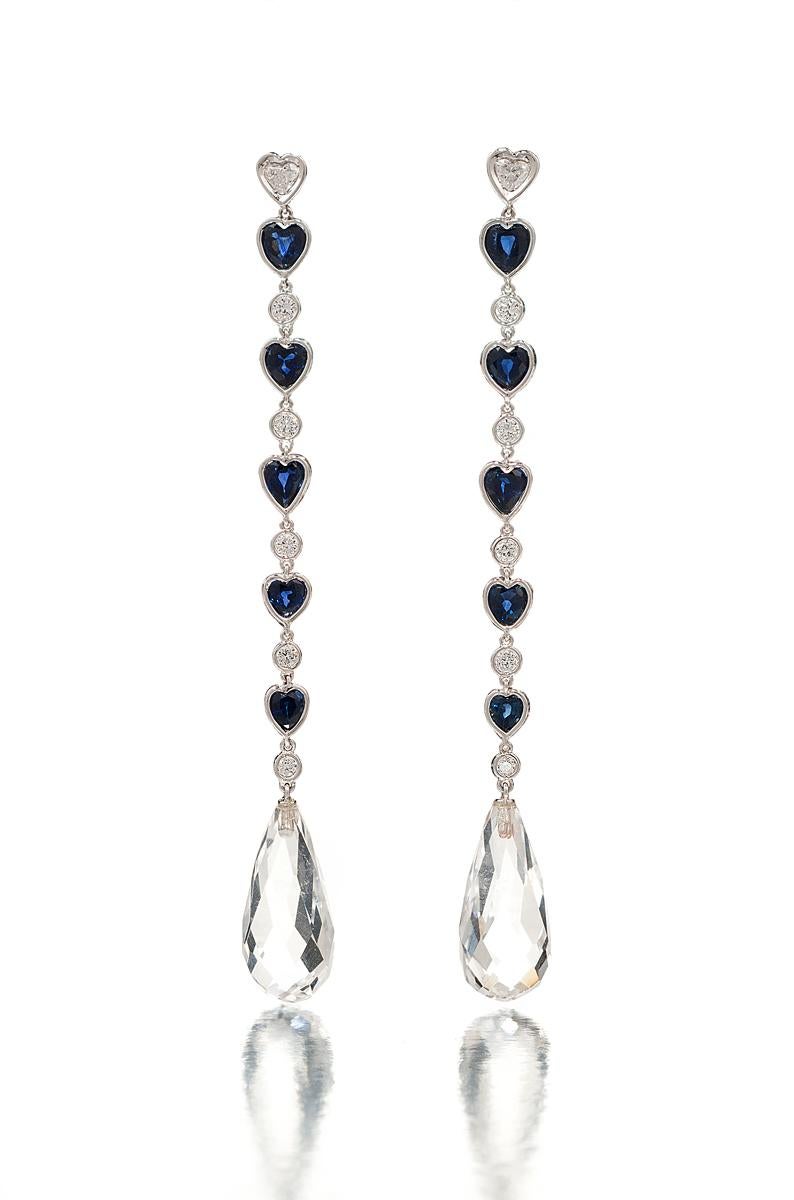 Made in Italy

A total of 10 heart-shaped sapphires weighing 4.40 carats.

A total of 10 round and 2 heart-shaped white diamonds weighing 0.86 carats.

Mounted in 18 karat white gold.

Length approximately 3 1/2 inches