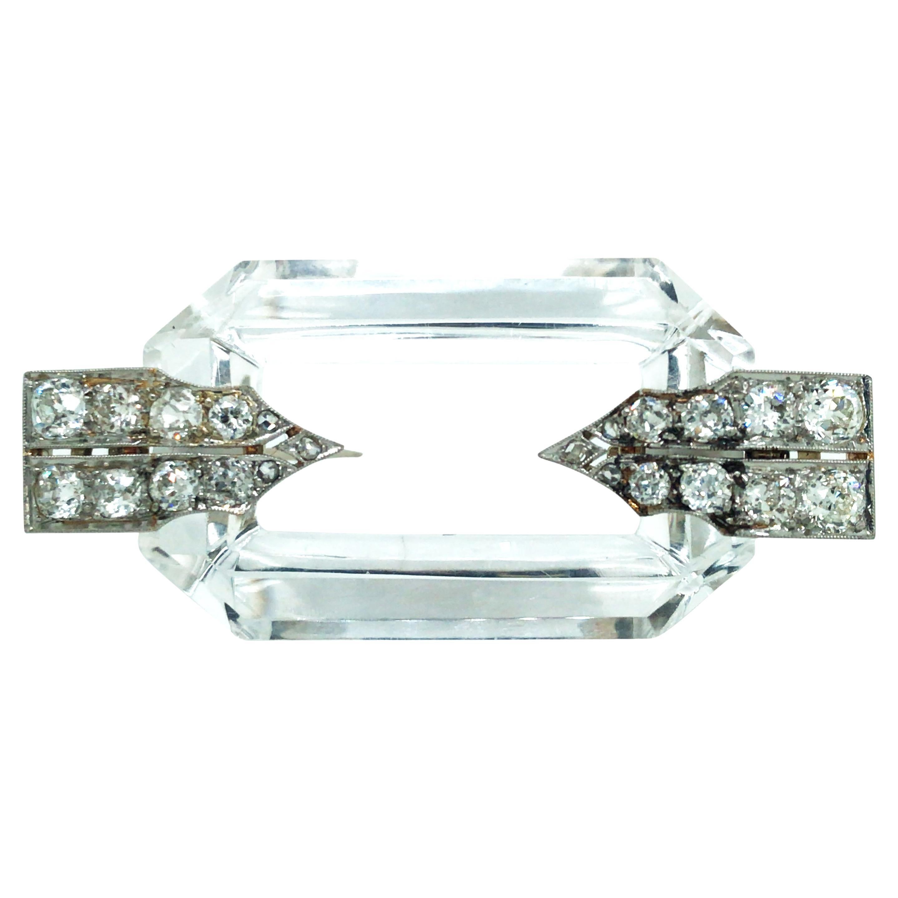 Rock Crystal Diamond Brooch