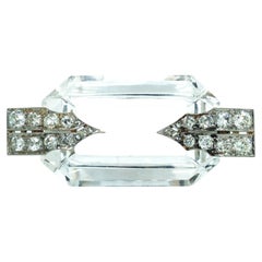 Rock Crystal Diamond Brooch