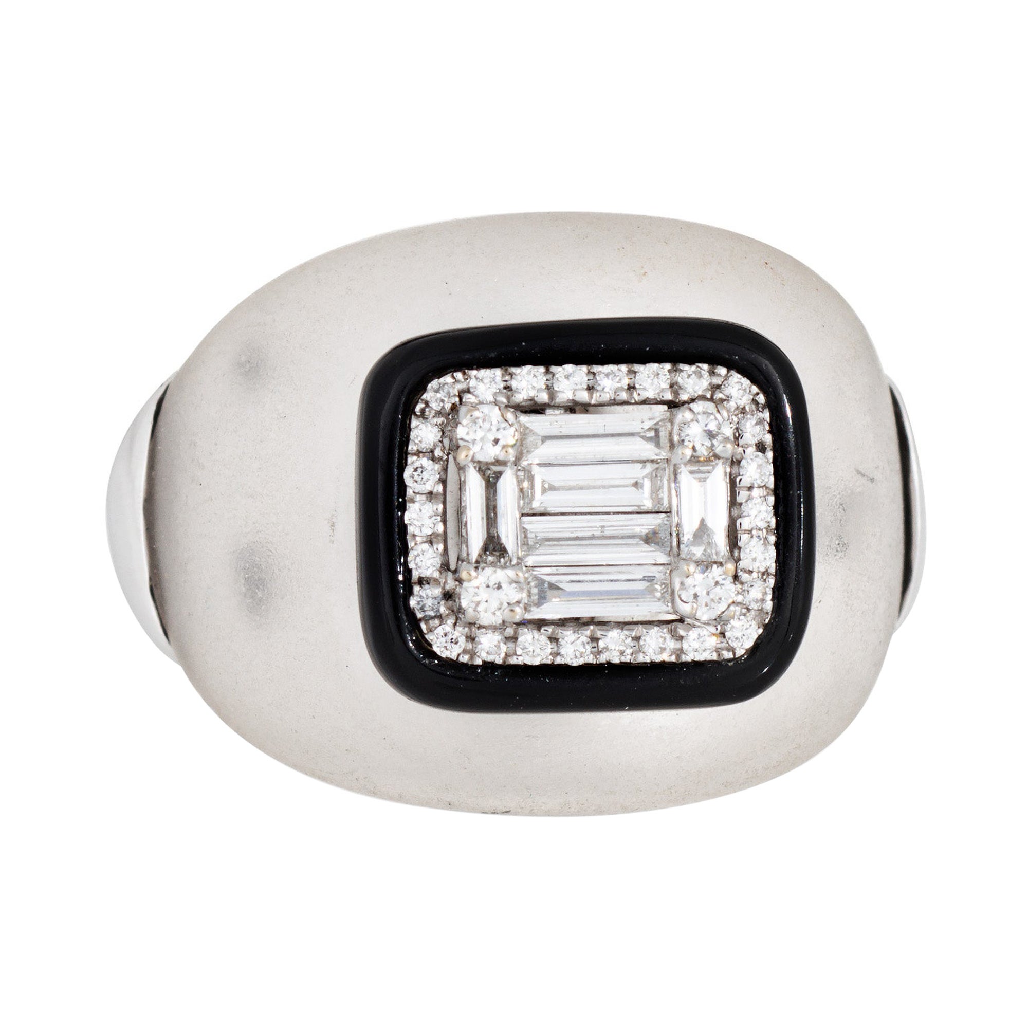 Rock Crystal Diamond Dome Ring Estate 18k White Gold Sz 6.5 Cocktail Jewelry For Sale