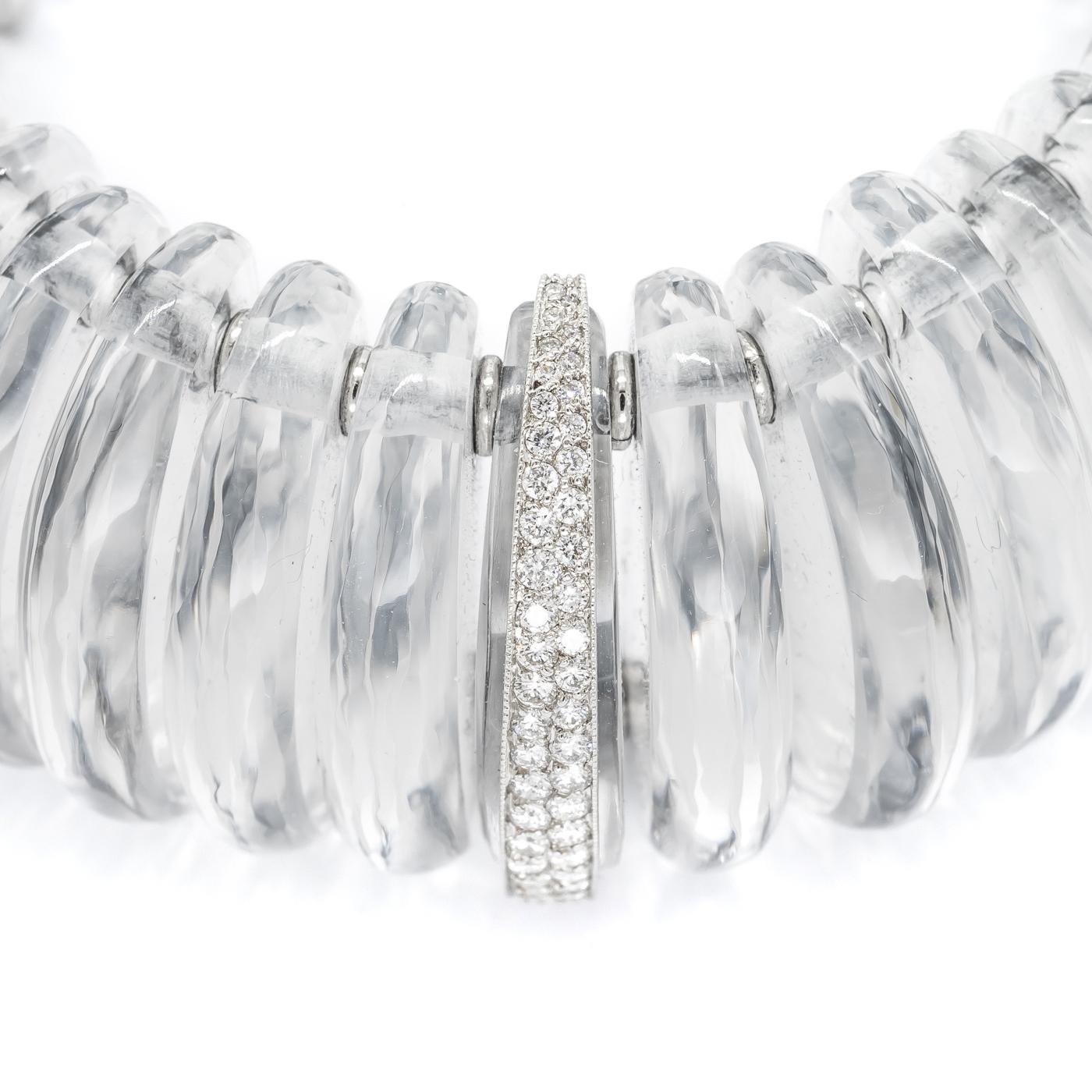 Modern Rock Crystal Diamond Platinum Bracelet