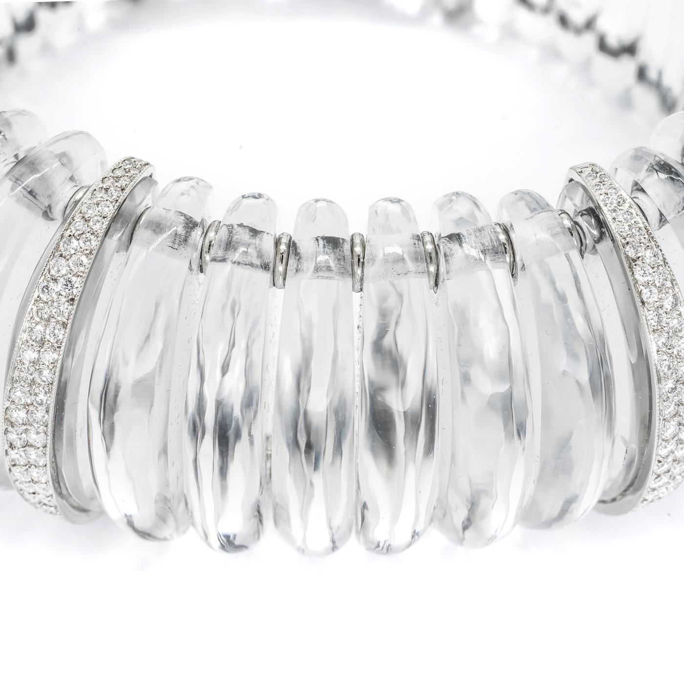 Rock Crystal Diamond Platinum Bracelet In New Condition In London, GB