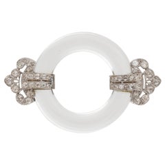 Rock Crystal Diamond Platinum Pin