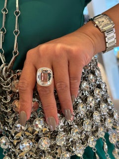 Rock Crystal & Diamond Ring in 18K White Gold