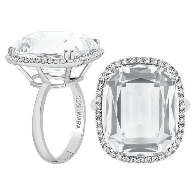 Rock Crystal & Diamond Ring in 18K White Gold