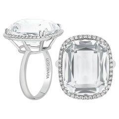 Rock Crystal & Diamond Ring in 18K White Gold