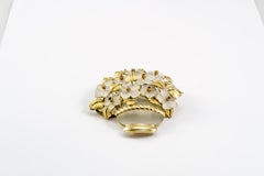 Rock Crystal, Diamond, Sapphire, Rubies Flower 18 Karat Yellow Gold Brooch