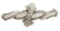 Rock Crystal Diamond White Gold Brooch
