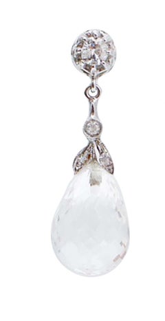 Boucles d'oreilles en cristal de roche, diamants et platine.