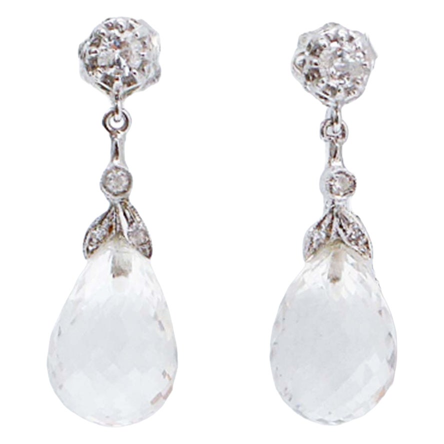 Ohrringe aus Bergkristall, Diamanten und Platin. im Angebot