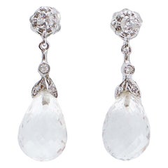 Rock Crystal, Diamonds, Platinum Earrings.