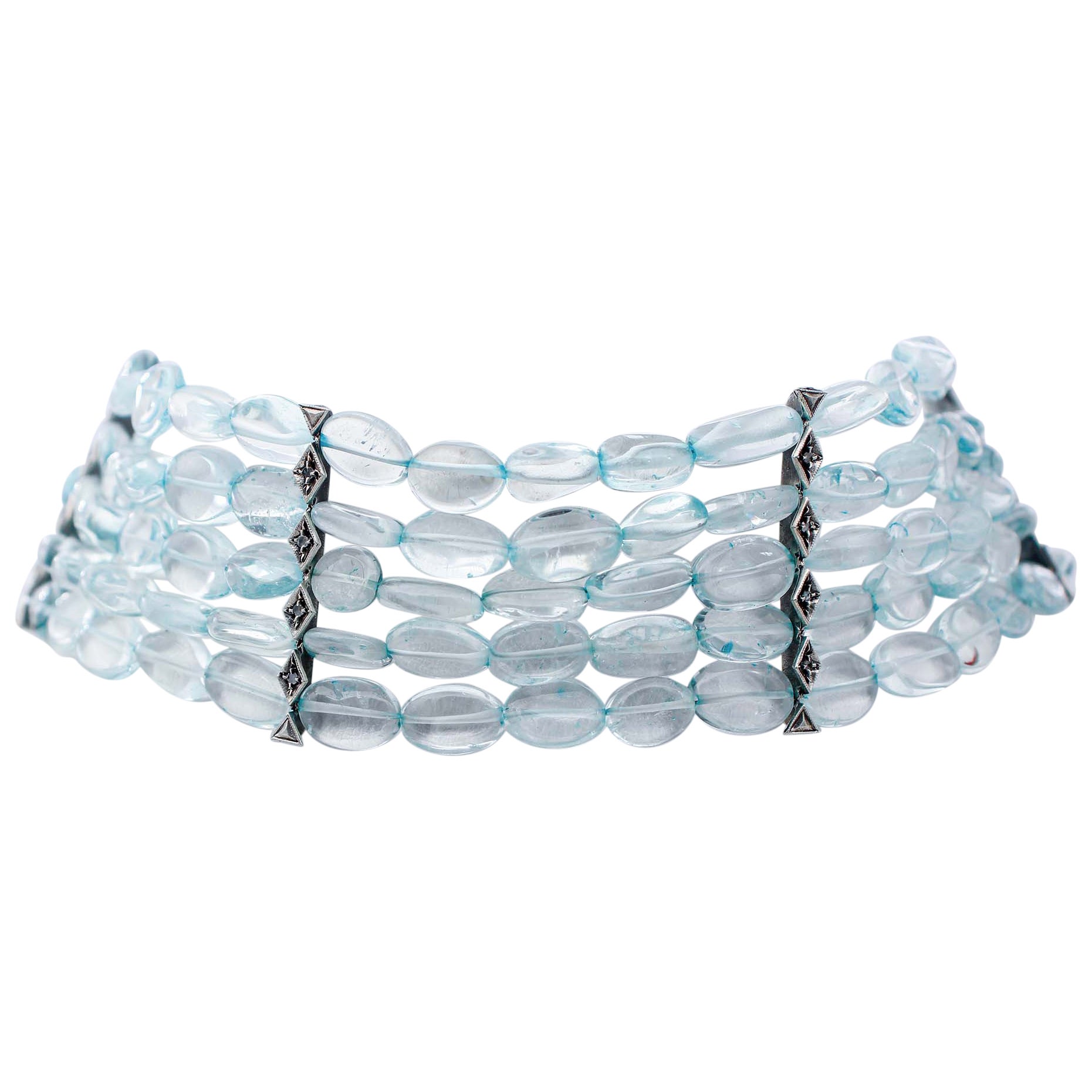 Rock Crystal, Diamonds, Rose Gold and Silver Chocker Necklace.