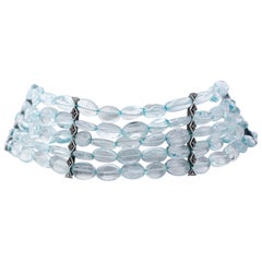 Rock Crystal, Diamonds, Rose Gold and Silver Chocker Necklace.