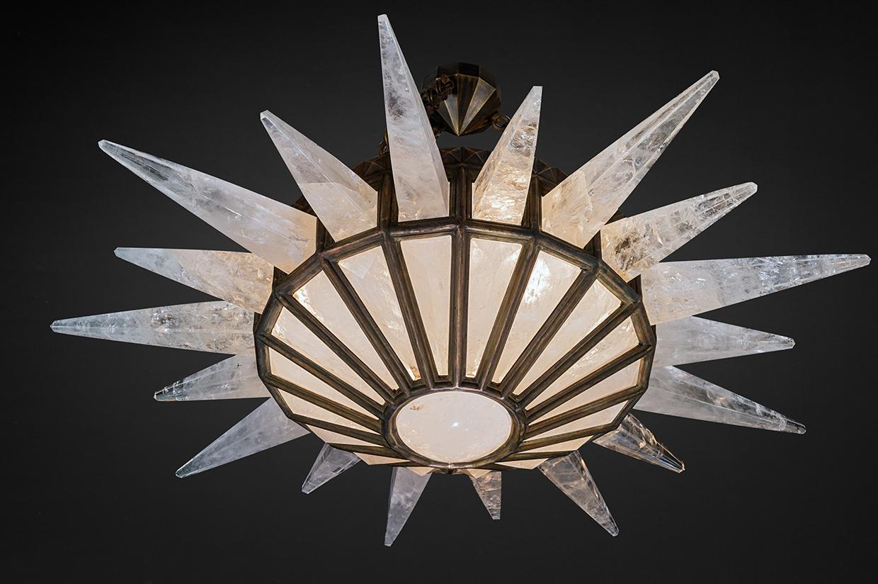 Bronze Rock Crystal Dream Chandelier by Alexandre Vossion For Sale