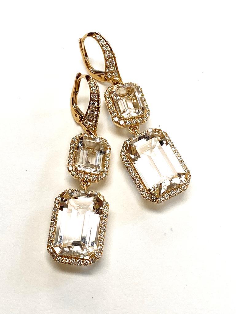 Contemporary Goshwara Rock Crystal and Diamond Earrings For Sale