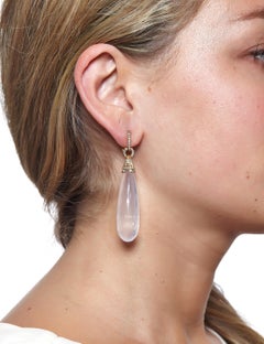 Gold Diamond Rock Crystal Drop Earrings