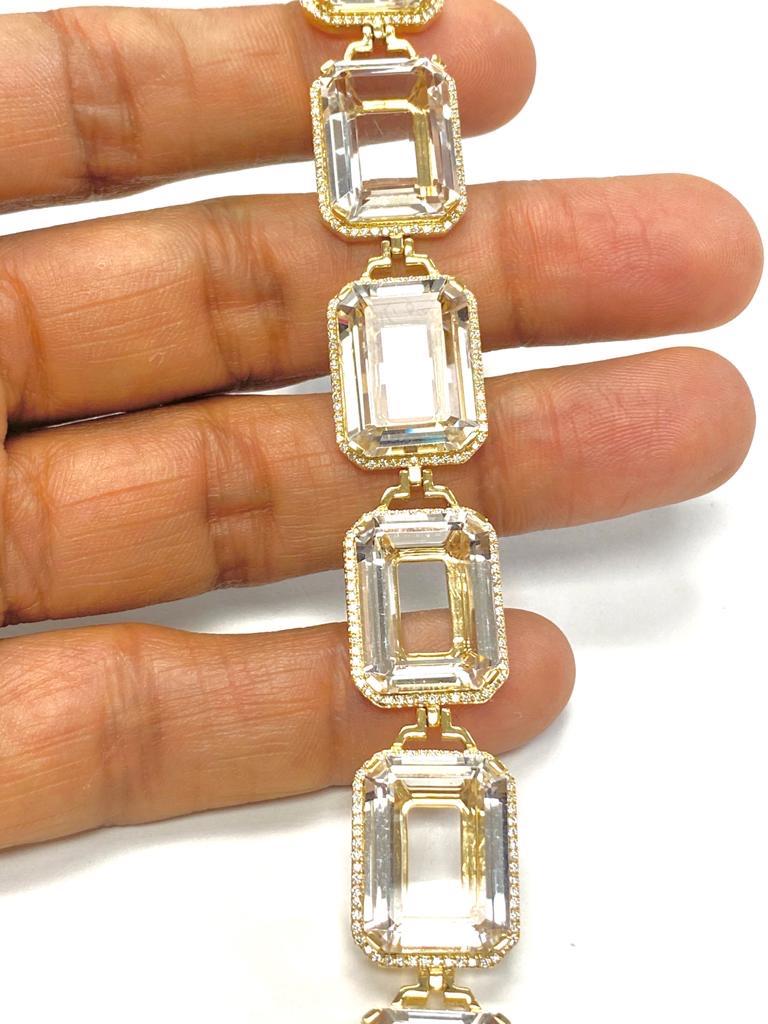 Contemporary Goshwara Emerald Cut Rock Crystal  Bracelet