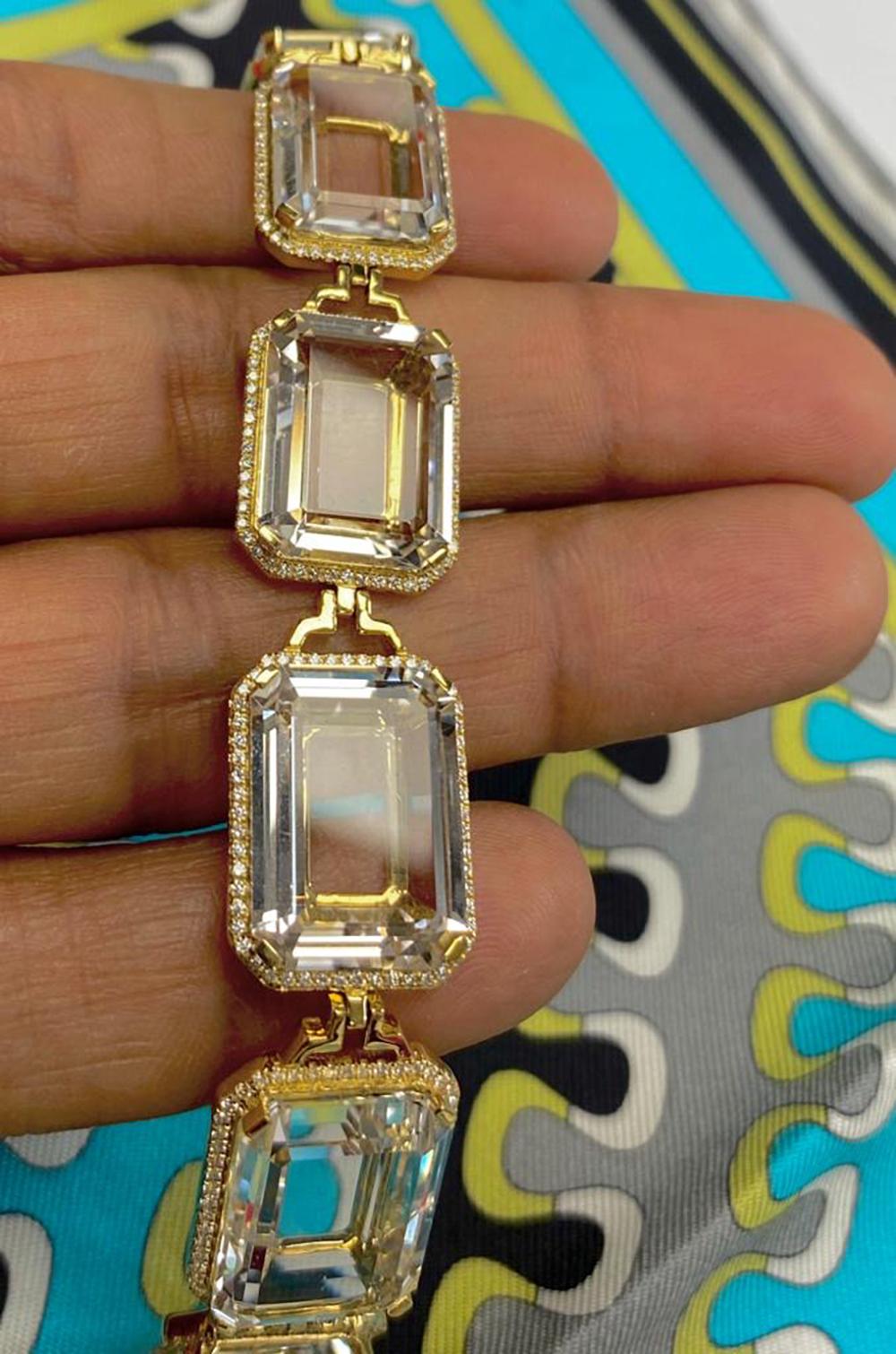 Goshwara Emerald Cut Rock Crystal  Bracelet For Sale 1