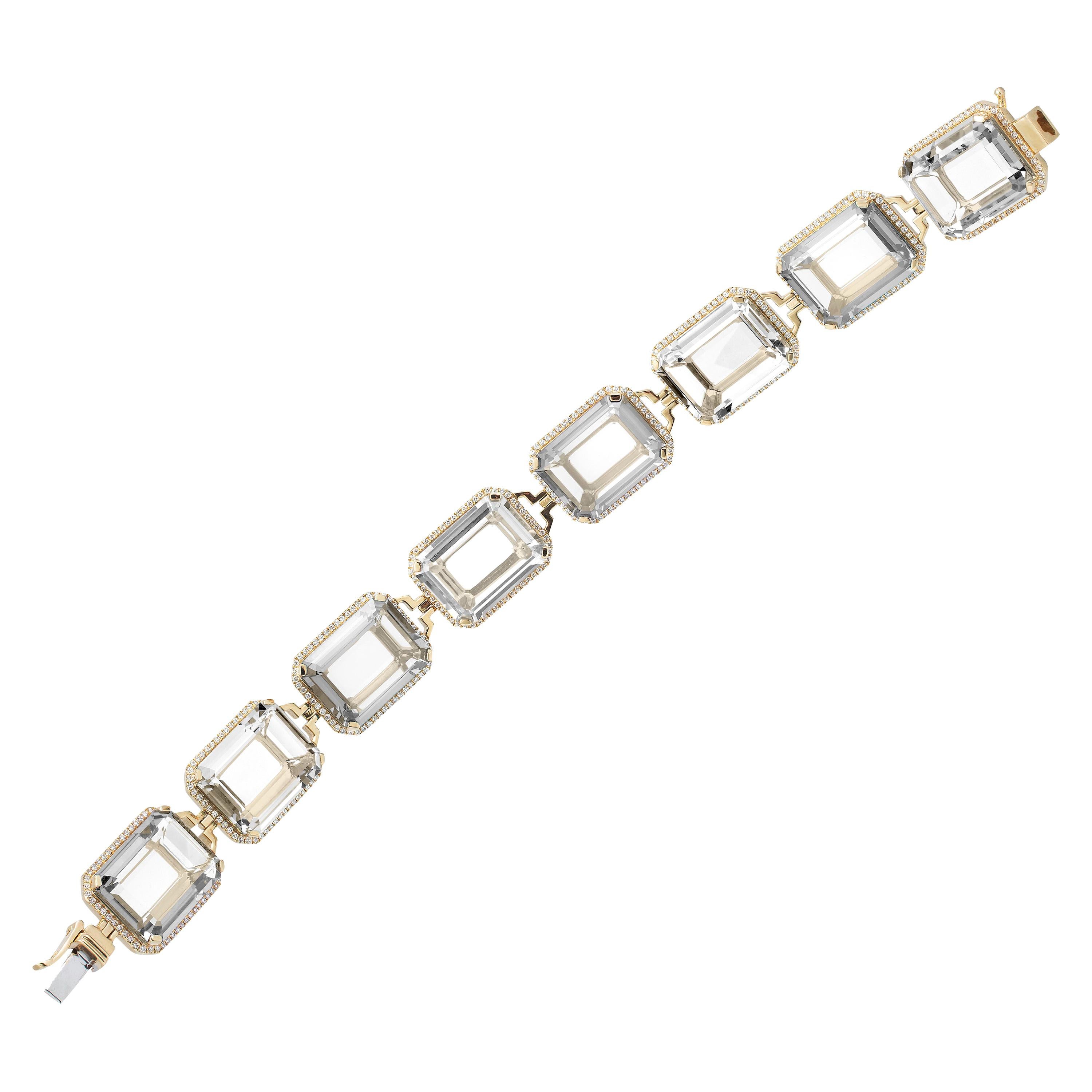 Cristal de roche taille émeraude de Goshwara  Bracelet en ornements
