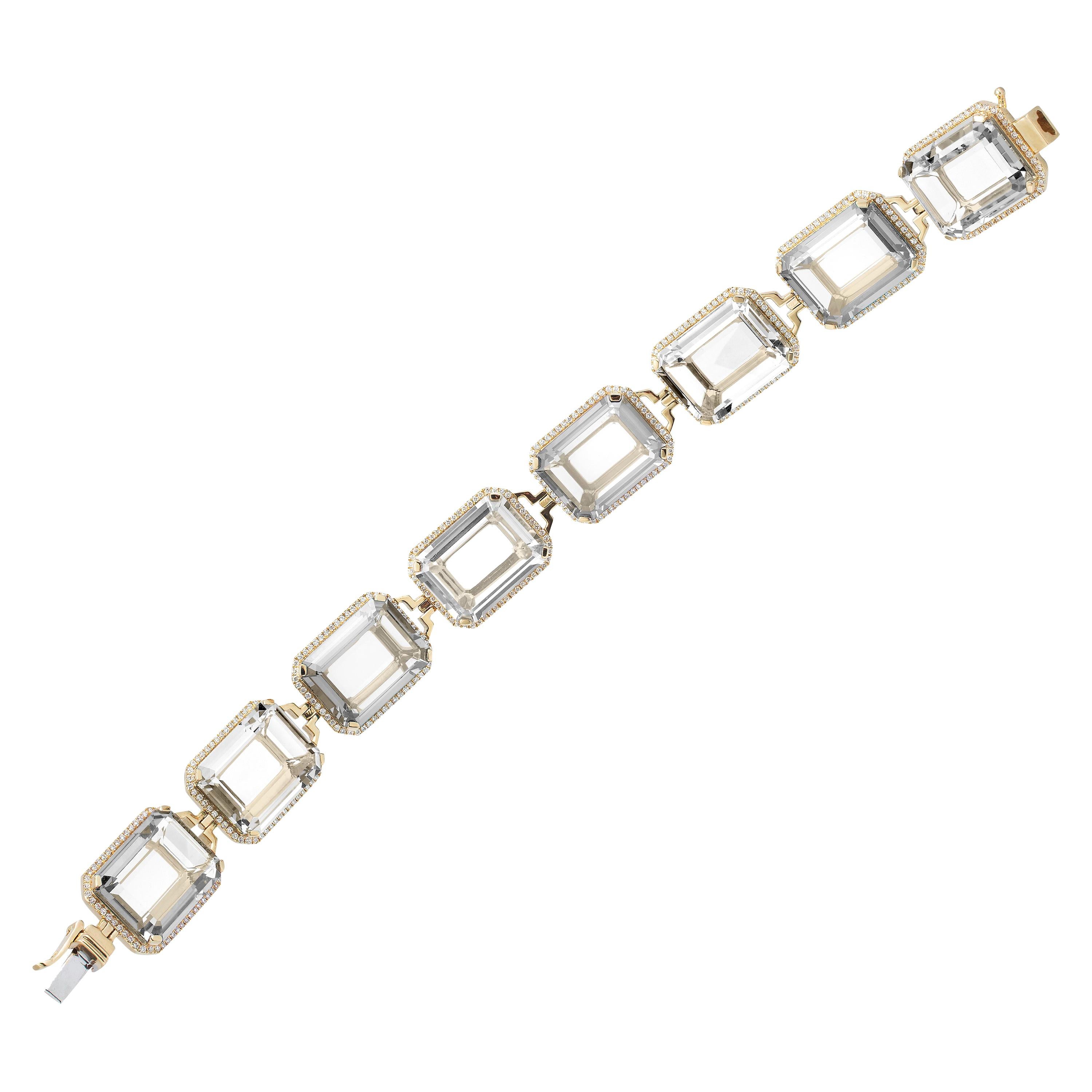 Goshwara Emerald Cut Rock Crystal  Bracelet For Sale