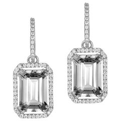 Goshwara Emerald Cut Rock Crystal And Diamond Earrings