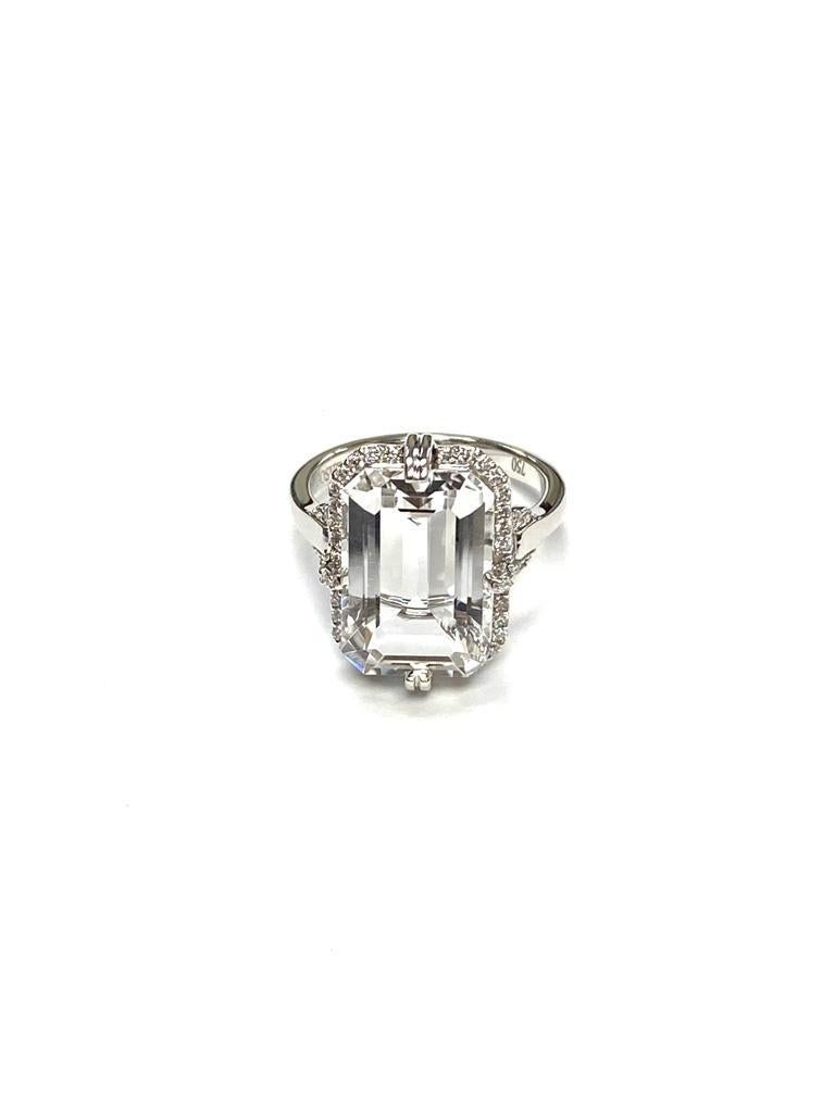 Goshwara Emerald Cut Rock Crystal and Diamond Ring For Sale 1