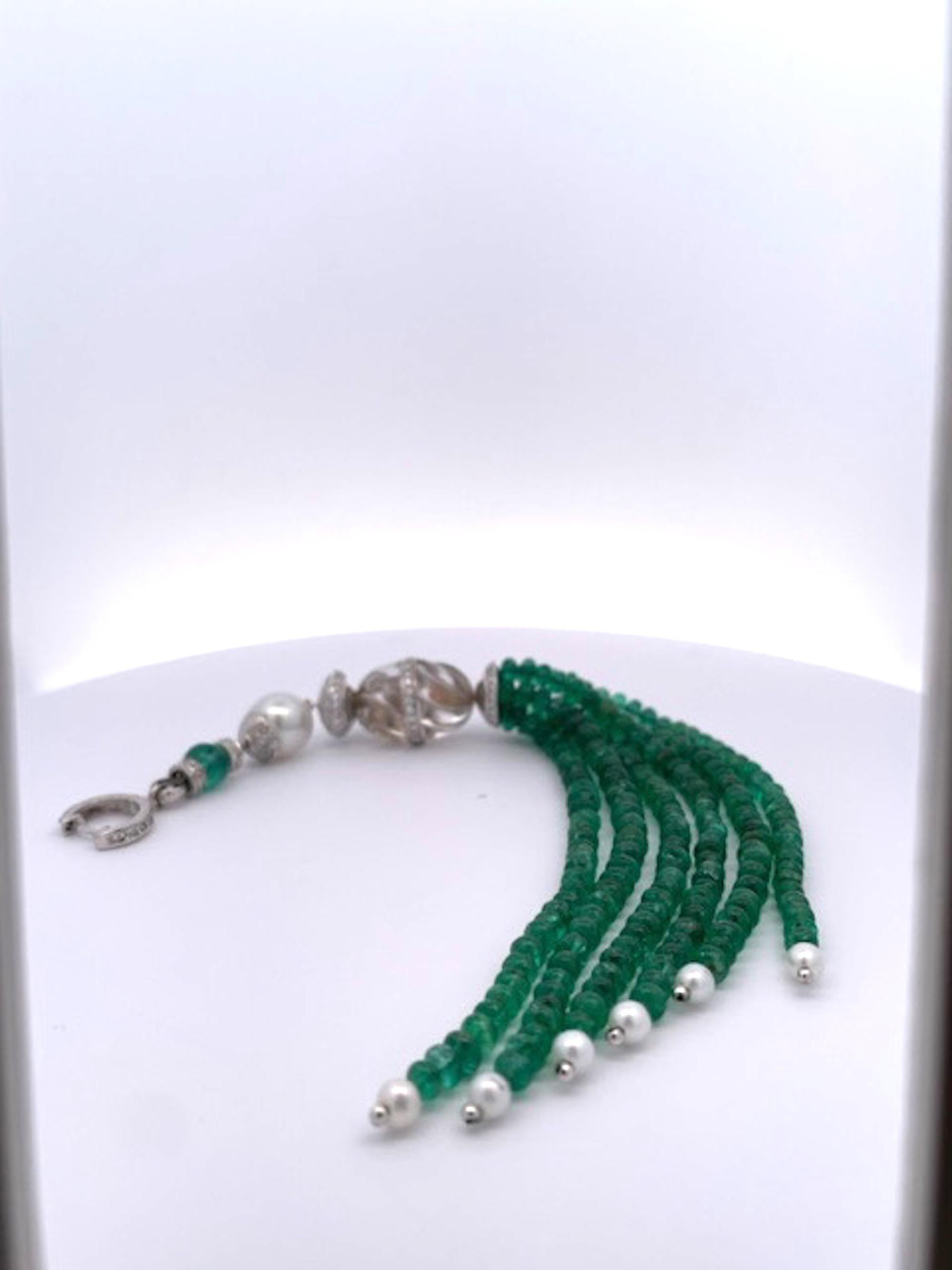 Women's Rock Crystal Emerald Diamond Tassel  For Sale