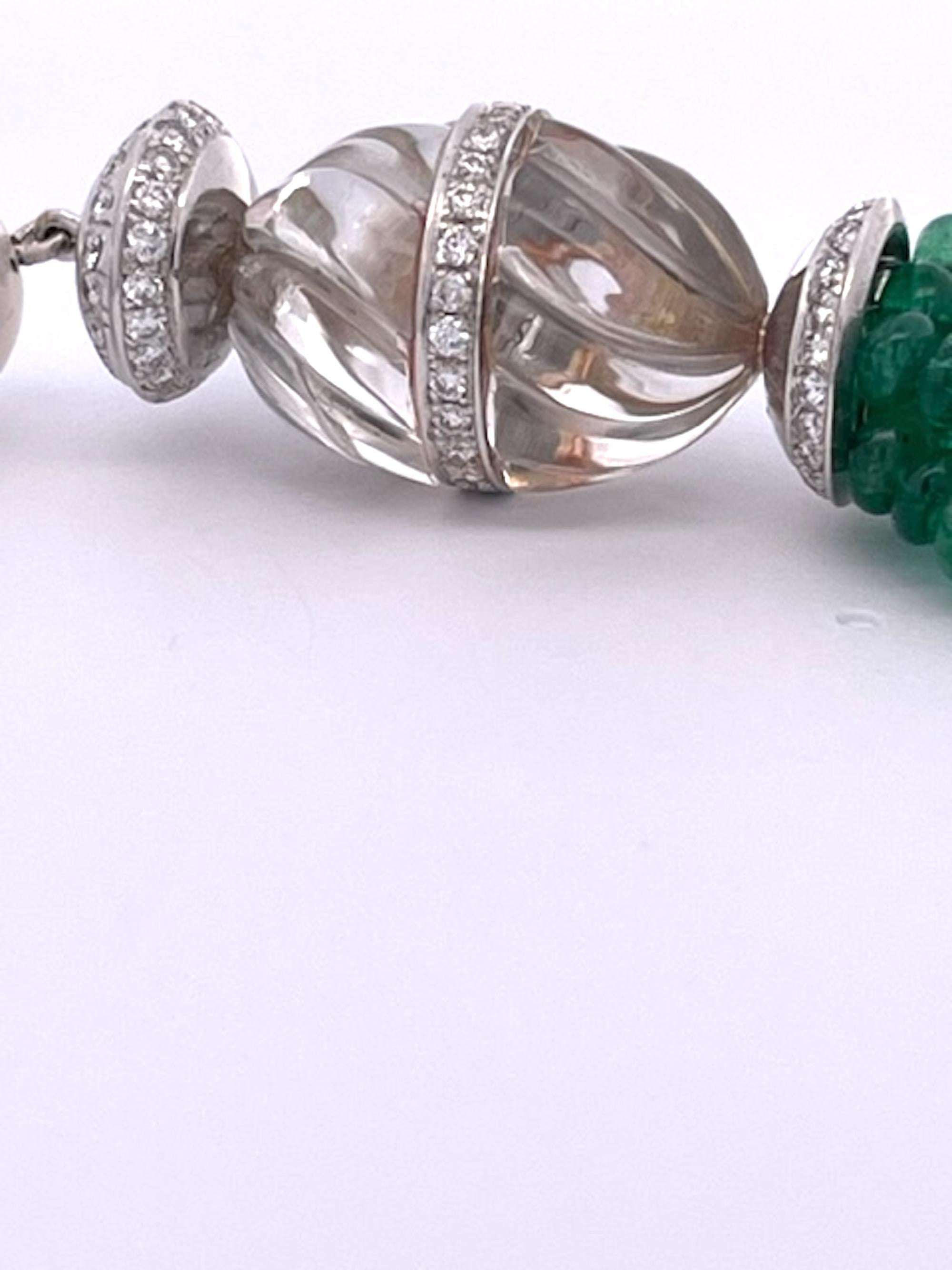 Rock Crystal Emerald Diamond Tassel  For Sale 1