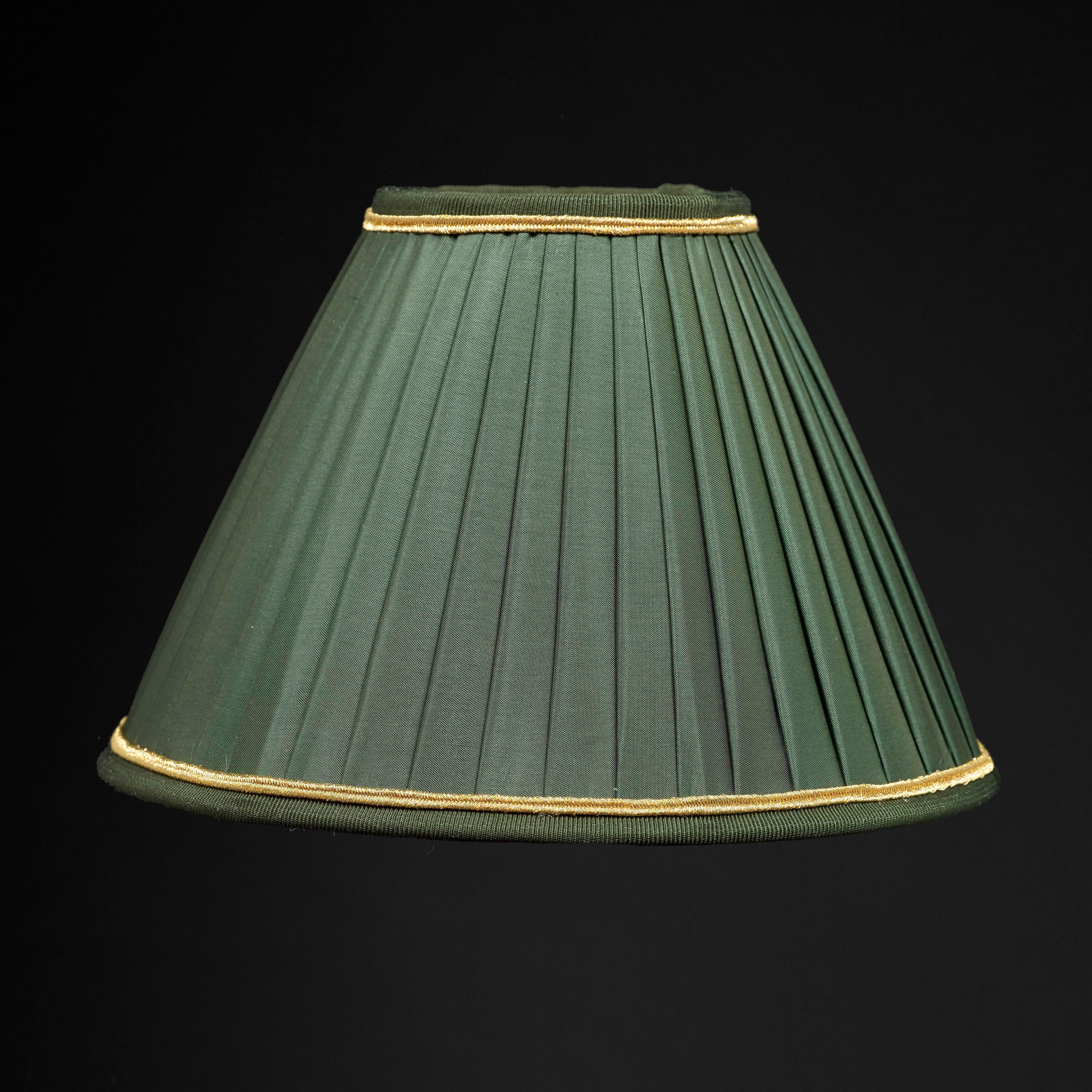Rock Crystal Empire Style 24-Karat Ormolu Gilding Bronze Lamps Green Shades For Sale 2