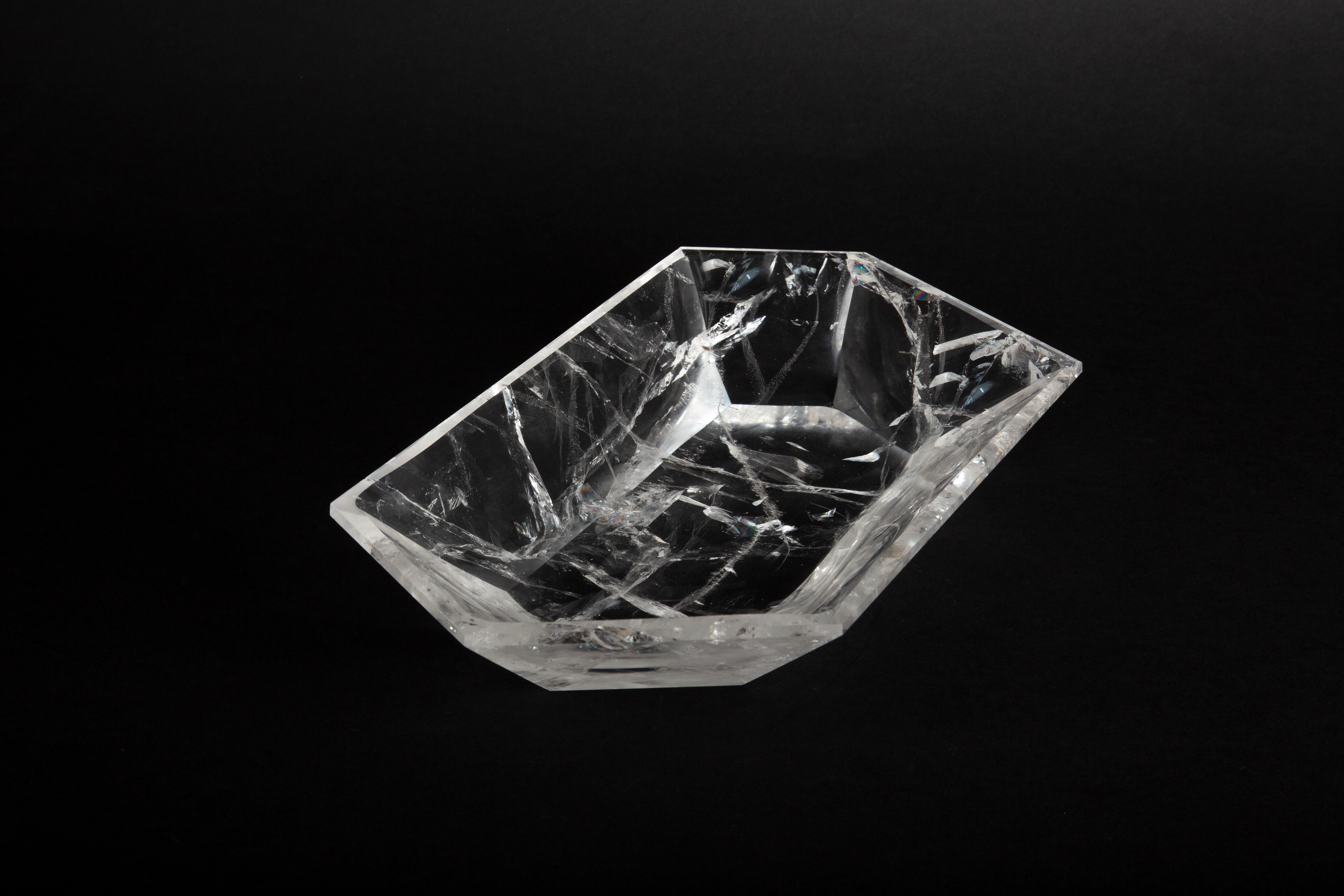 Rock Crystal Facetted Vide Poche In New Condition For Sale In New York, NY
