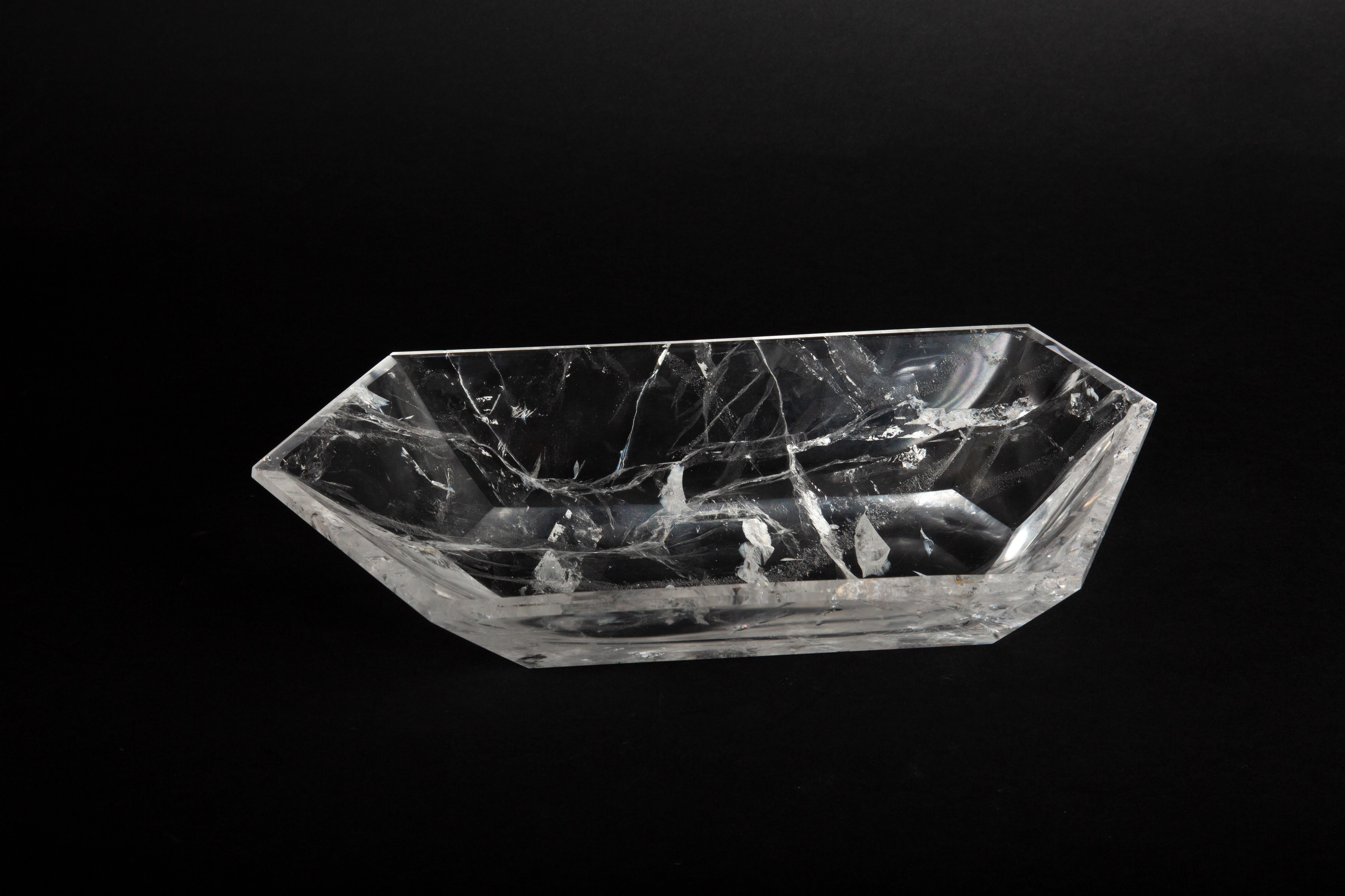 Contemporary Rock Crystal Facetted Vide Poche For Sale