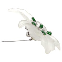 Rock Crystal Flower Diamond Brooch Pin