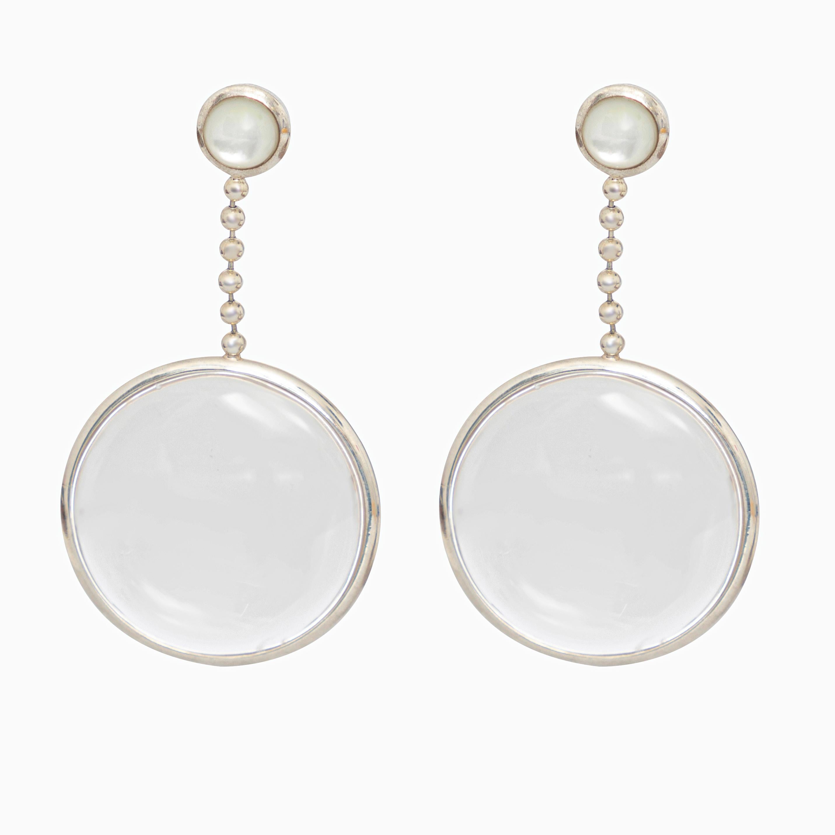 Cristallo di rocca, perla d'acqua dolce, colore agata, collana di perline, orecchini pendenti. in vendita 5