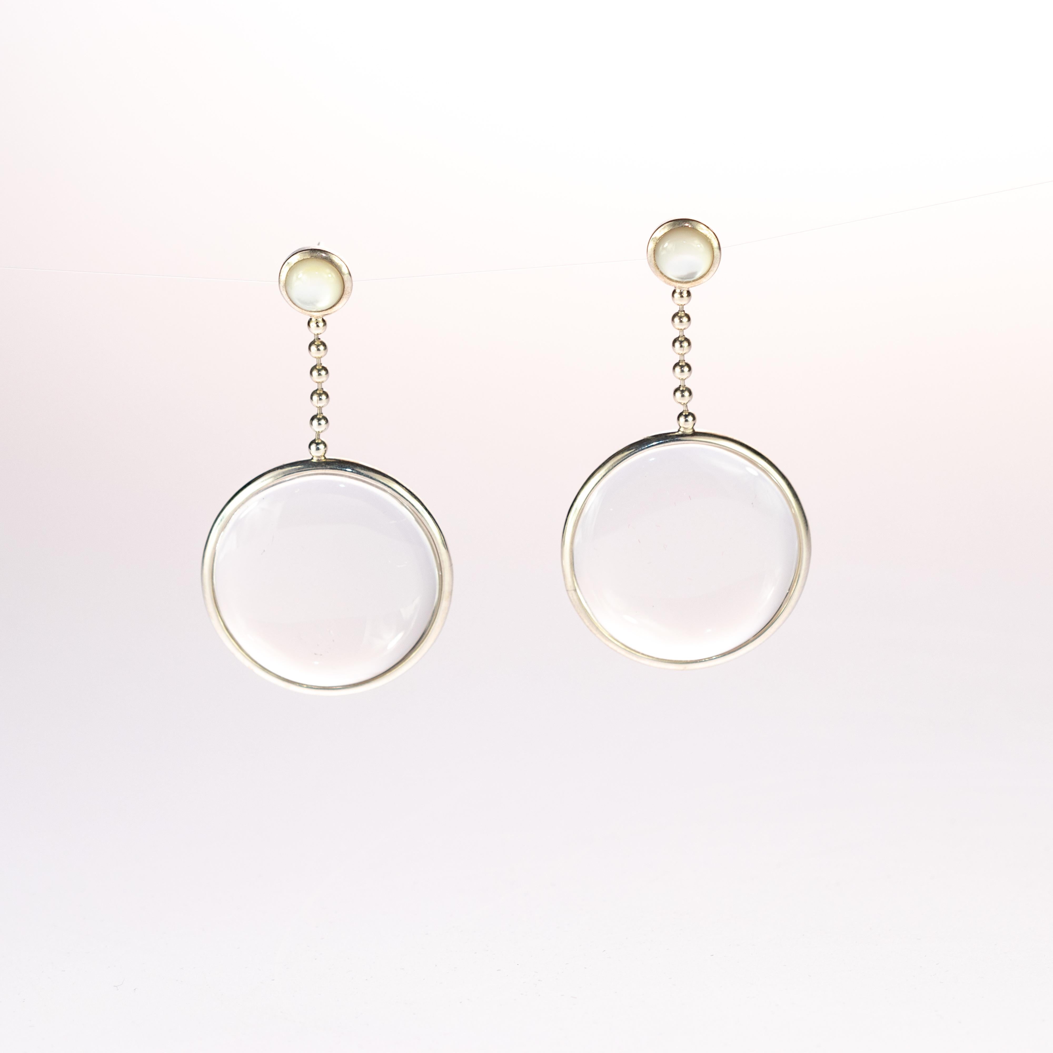 Cristallo di rocca, perla d'acqua dolce, colore agata, collana di perline, orecchini pendenti. in vendita 6