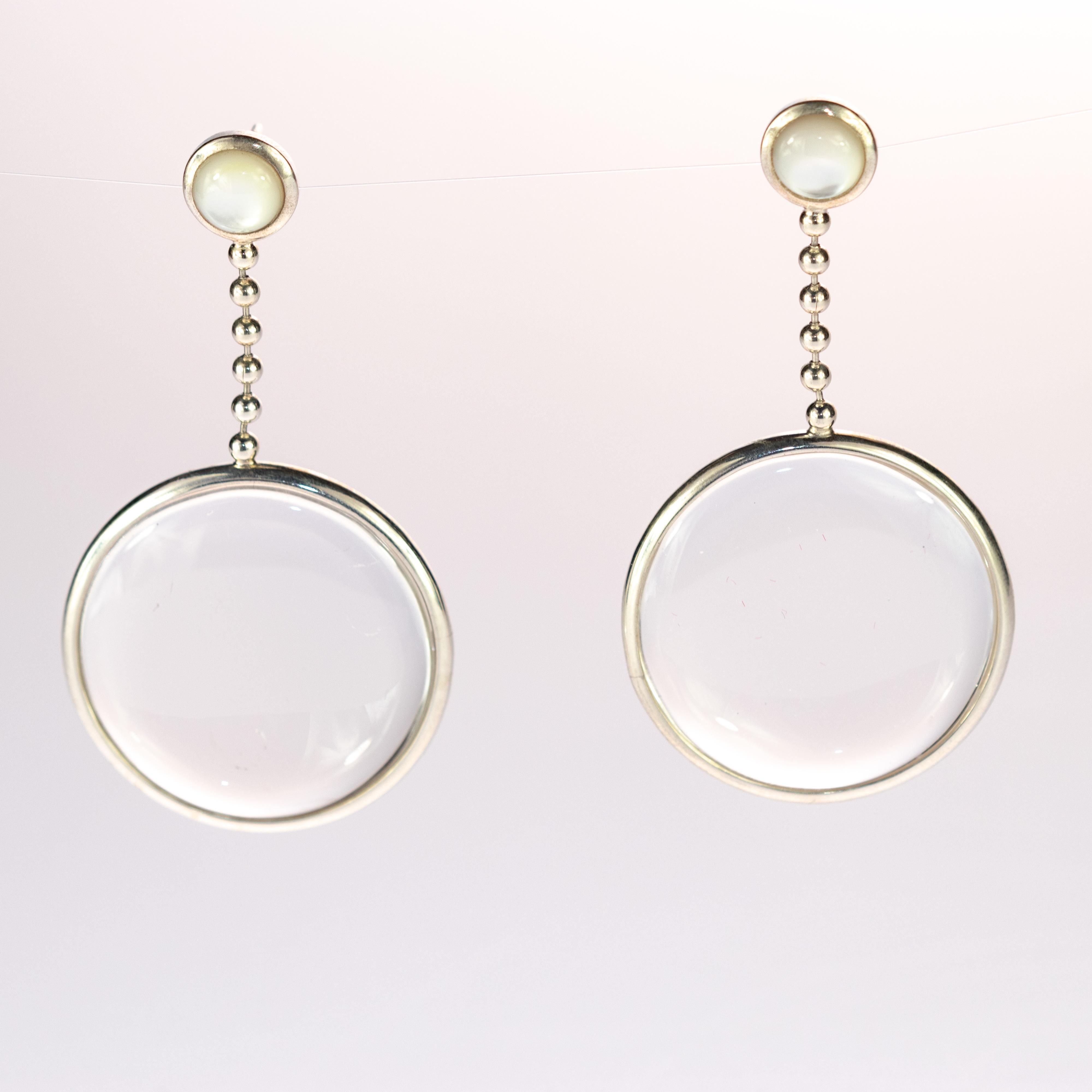 Cristallo di rocca, perla d'acqua dolce, colore agata, collana di perline, orecchini pendenti. in vendita 7