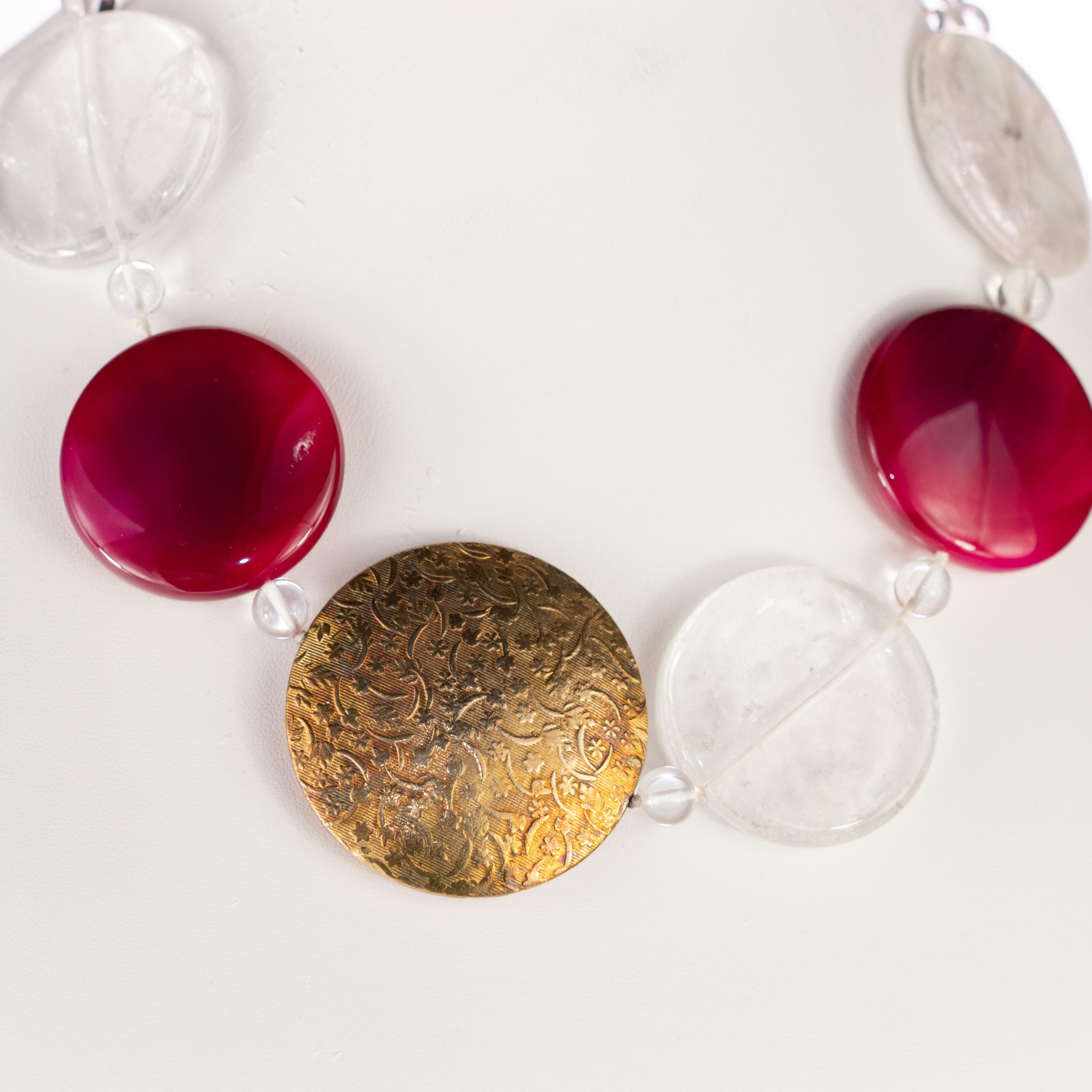 Cristallo di rocca, perla d'acqua dolce, colore agata, collana di perline, orecchini pendenti. in vendita 8