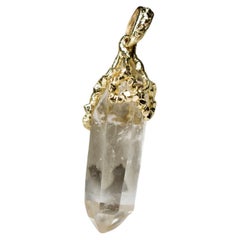 Rock Crystal Gold necklace Natural Raw Crystal pendant protection necklace