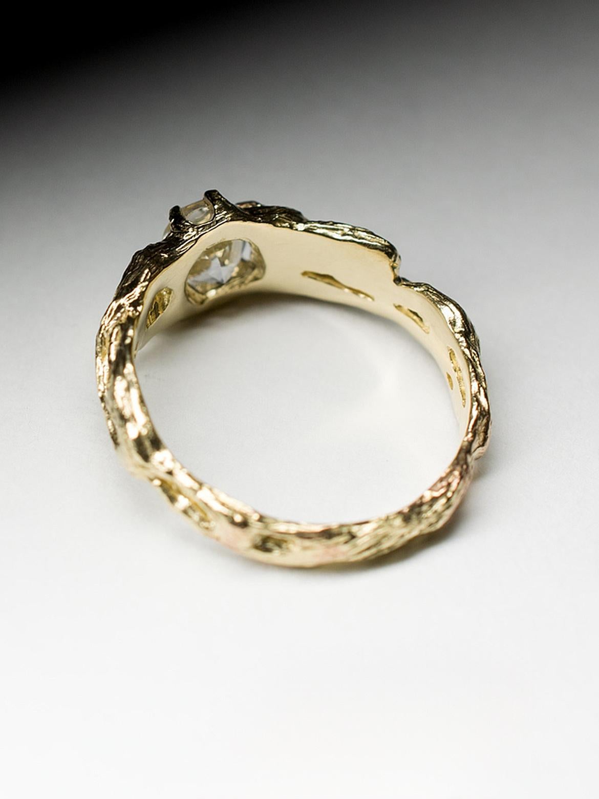 Rock Crystal Gold Ring Natural Oval Quartz Brazilian Gemstone gift For Sale 6