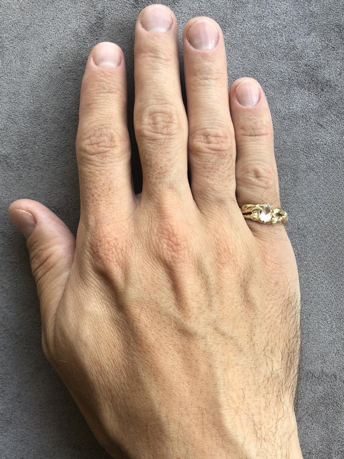 Art Nouveau Rock Crystal Gold Ring Natural Oval Quartz Brazilian Gemstone gift For Sale