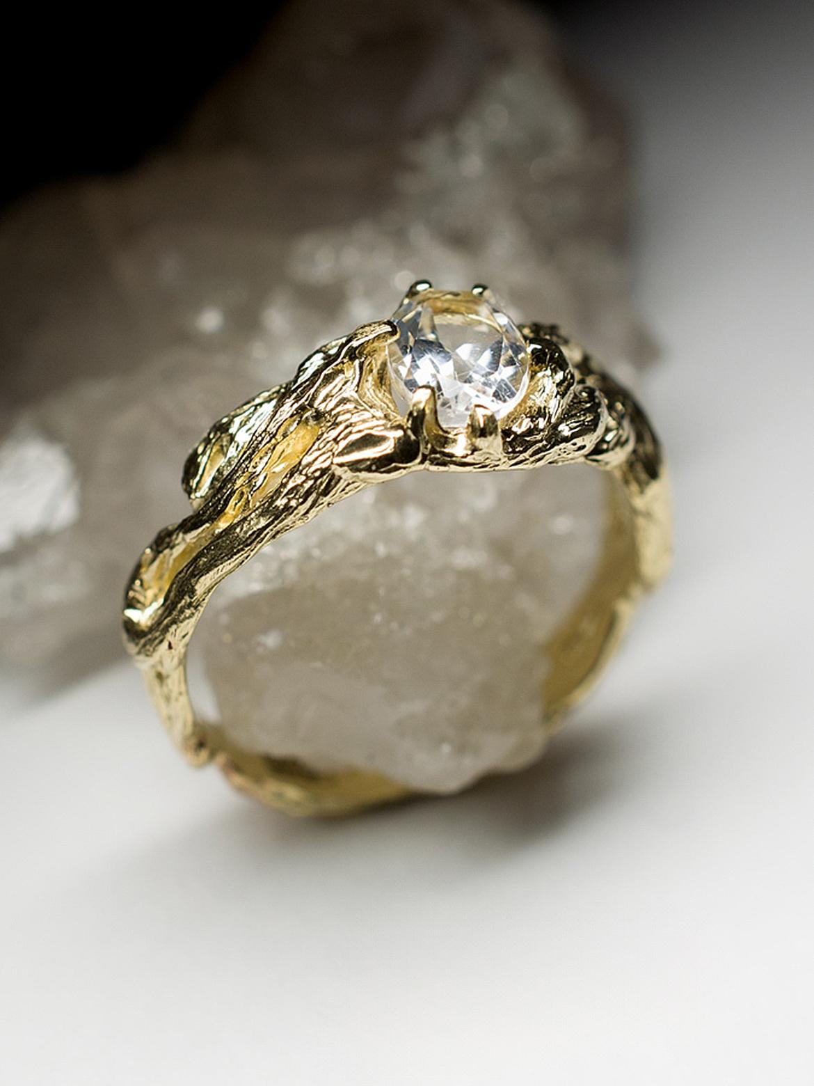 Rock Crystal Gold Ring Natural Oval Quartz Brazilian Gemstone gift For Sale 2