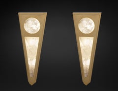 Rock Crystal Gold Wall Light Moon Model II by Alexandre Vossion