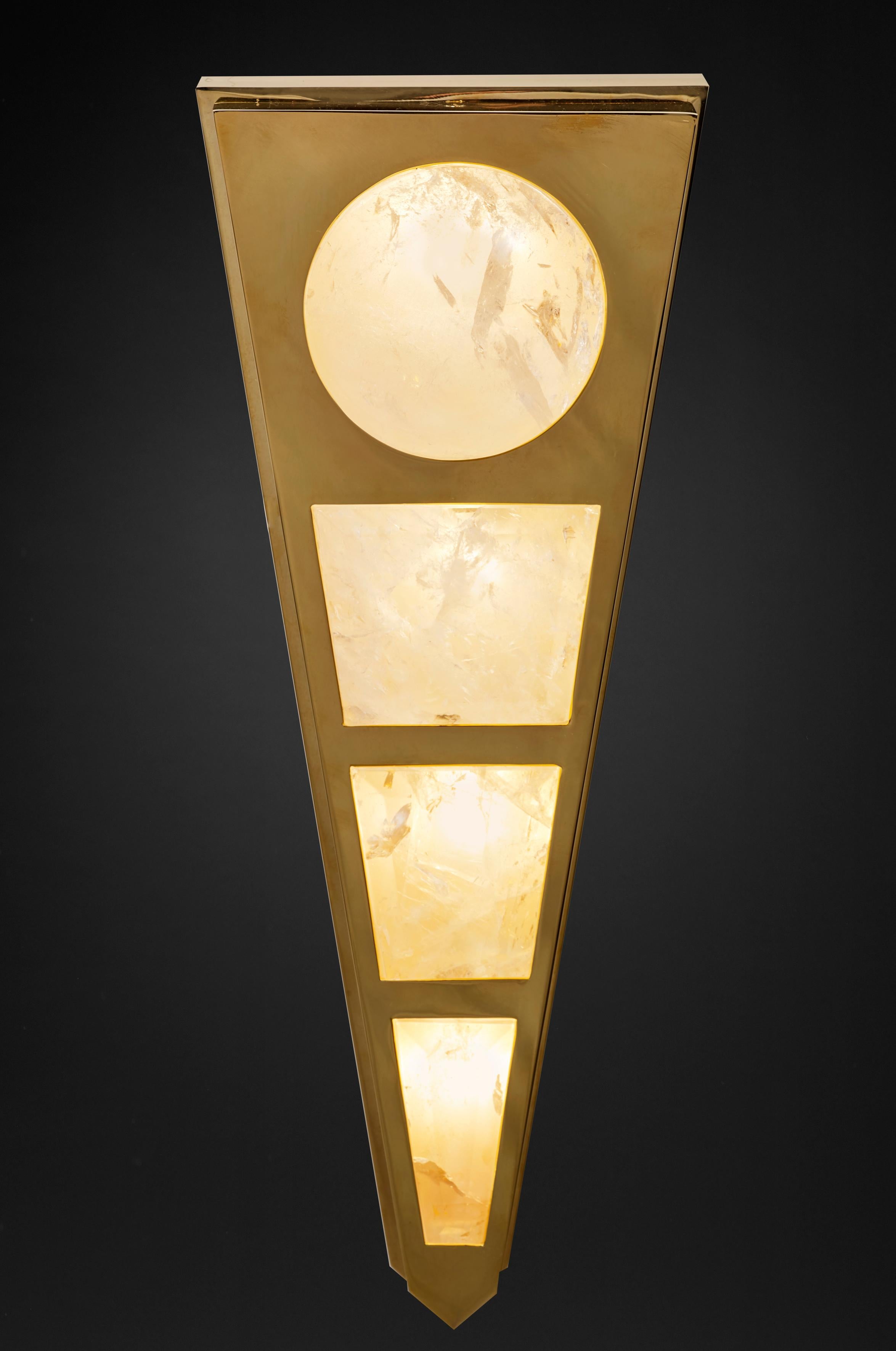 Modern Rock Crystal Gold  Wall Light Moon Model II by Alexandre Vossion For Sale