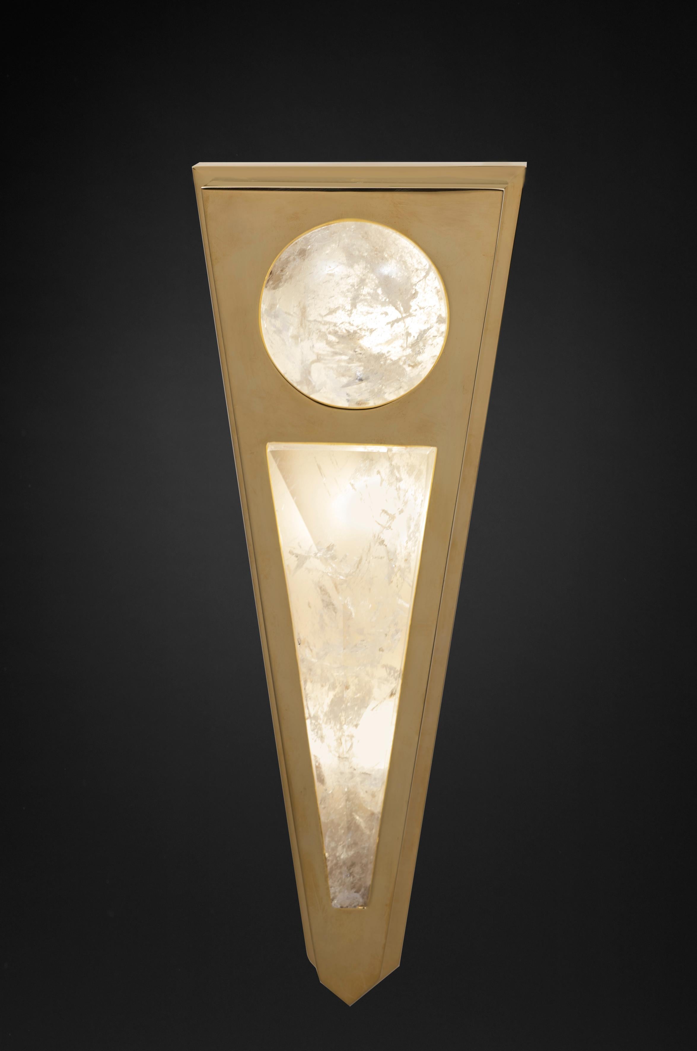 Modern Rock Crystal Gold Wall Light Moon Model II by Alexandre Vossion For Sale