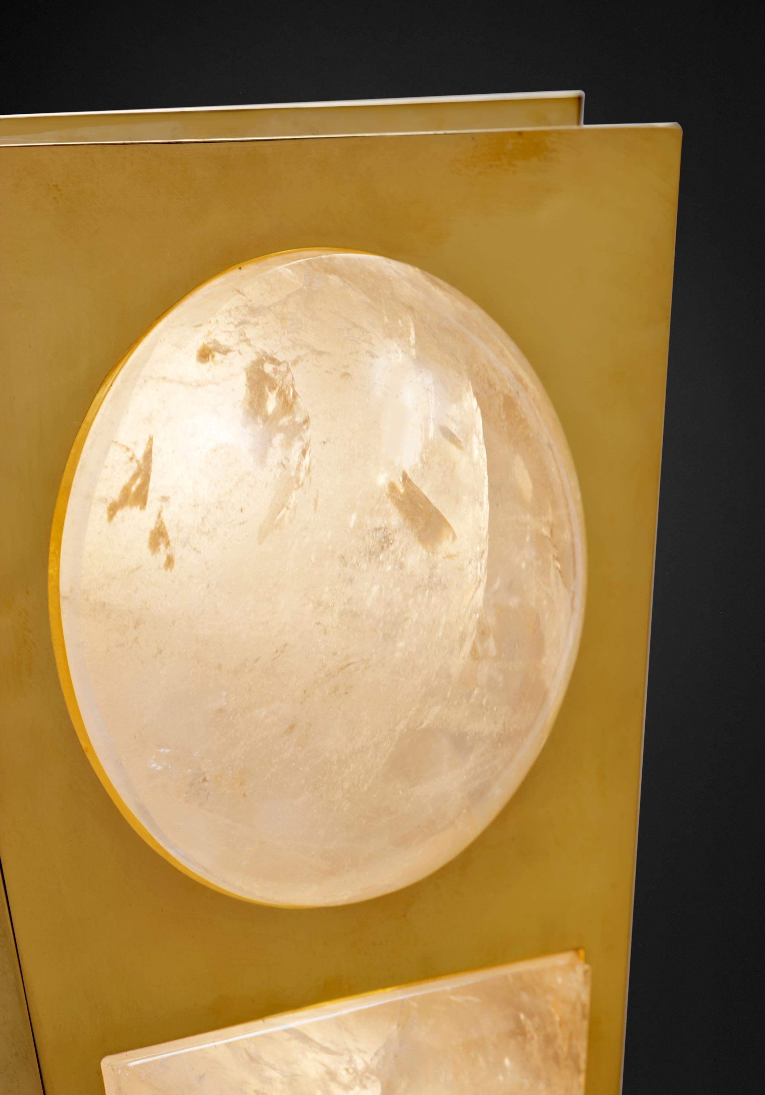 French Rock Crystal Gold  Wall Light Moon Model II by Alexandre Vossion For Sale