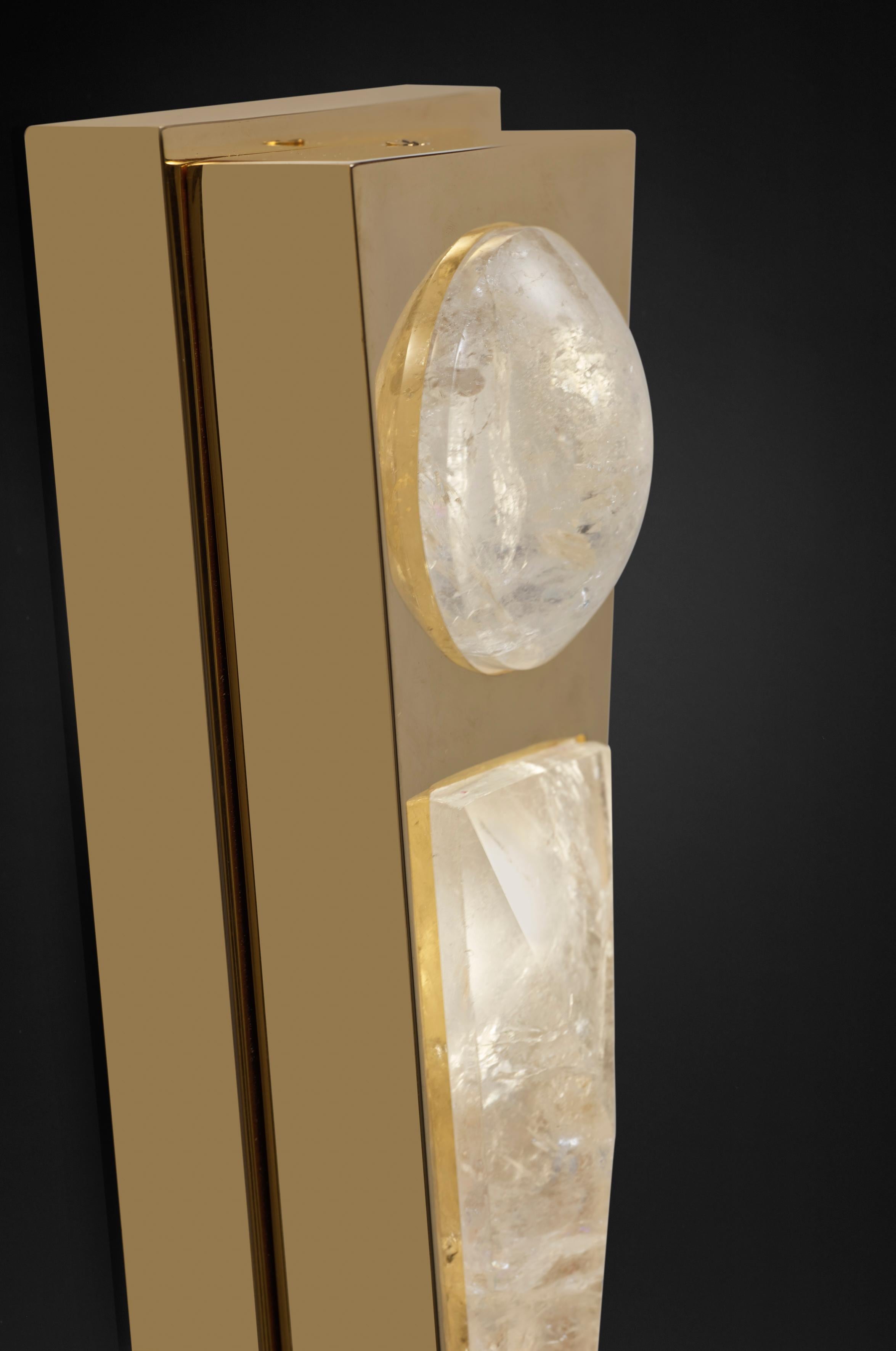 Rock Crystal Gold Wall Light Moon Model II by Alexandre Vossion In New Condition For Sale In SAINT-OUEN, FR