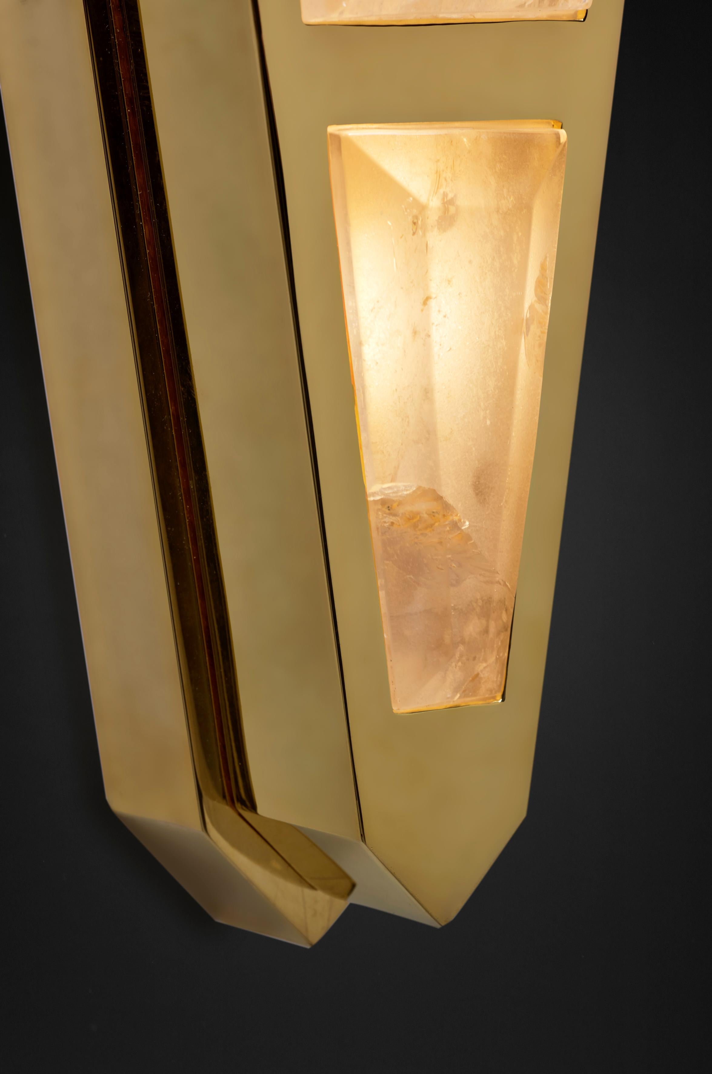 Contemporary Rock Crystal Gold  Wall Light Moon Model II by Alexandre Vossion For Sale
