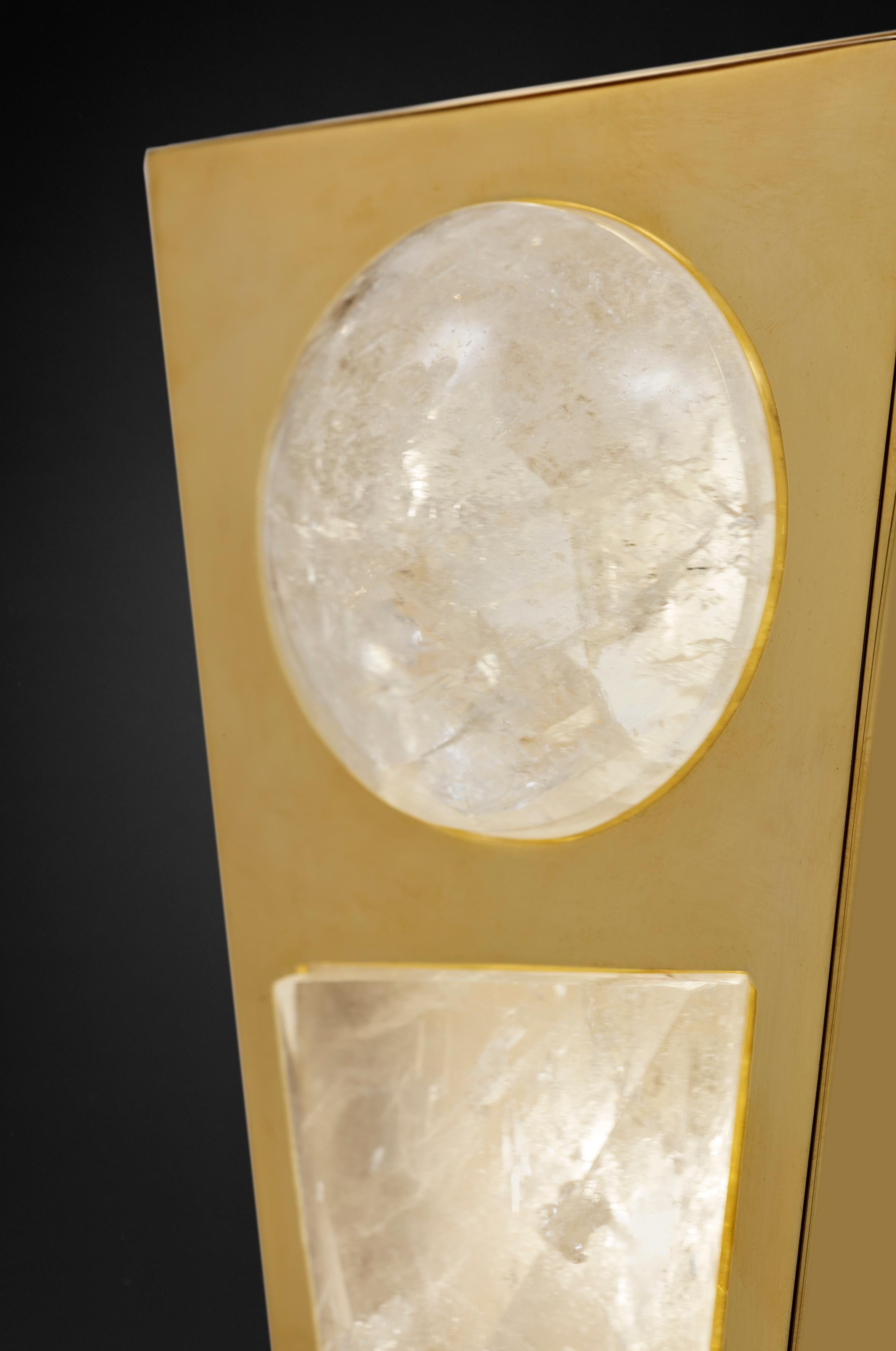 Rock Crystal Gold Wall Light Moon Model II by Alexandre Vossion For Sale 1